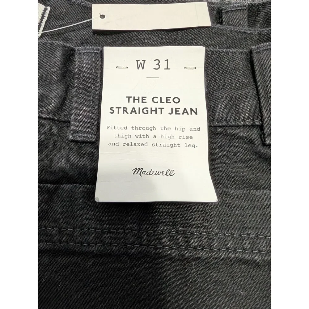 Madewell Cleo Straight Jeans W31 NWT Black Rinse High Rise Patch Pocket NX987